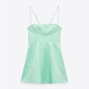 Zara mint green polka dot mini dress